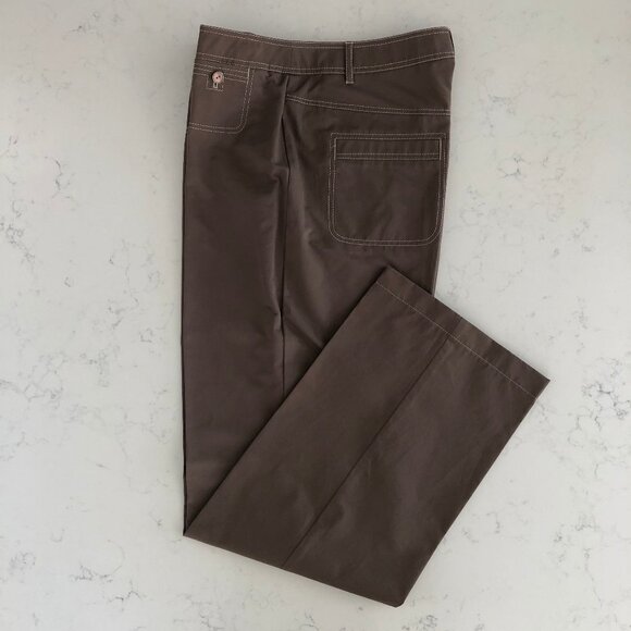 Gerry Weber Hi Waisted Straight Leg Pants w Pick Stitching Olive Green Sz 10 - Picture 1 of 12